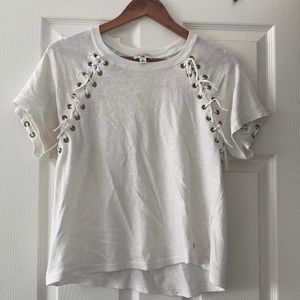 White True Religion lace up top
